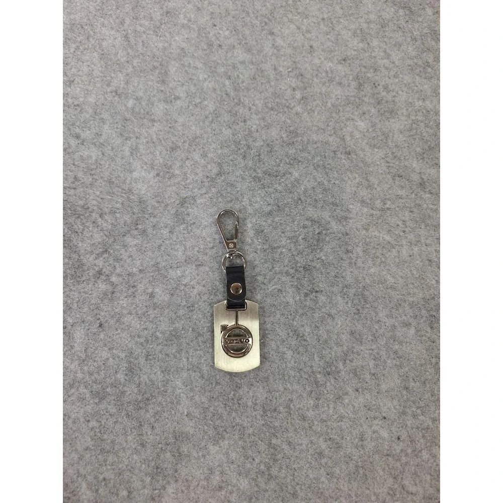 Volvo Logo Keychain Brushed Metal Leather Strap